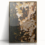 Mid-century modernist art of a fall scene in vibrant orange and brown tones, framed acrylic, ideal for nursery wall decor.