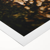 Art deco poster featuring an autumnal scene with warm orange and brown tones on rolled canvas, suited for dining room décor.