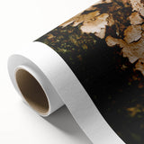 Art deco poster featuring autumnal trees on a rolled canvas, with warm orange and brown tones, ideal for nursery wall art.