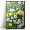 Large abstract wall art with vibrant spring colors in mid-century modernist style, framed in black acrylic.