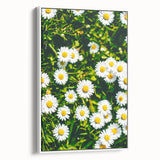 Vintage poster art featuring a spring scene on framed canvas, with colorful elements on a black background.