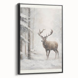Black and white landscape art painting on framed canvas, featuring a winter scene, ideal for bedroom wall decor.