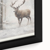 Close-up of a textured, extra large black wall art featuring vibrant winter-themed colors on a framed canvas.