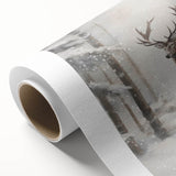 Art Deco poster featuring a winter scene with cool blue and white tones on rolled canvas, ideal for nursery wall art.