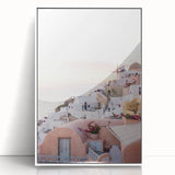 Art deco poster featuring geometric patterns in pastel shades on a white acrylic framed print, ideal for nursery wall art.