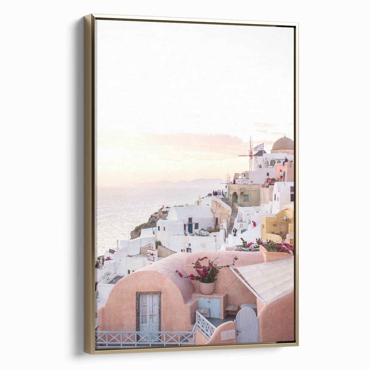 Framed canvas featuring a vintage landscape painting in muted earth tones, ideal for bedroom wall art.