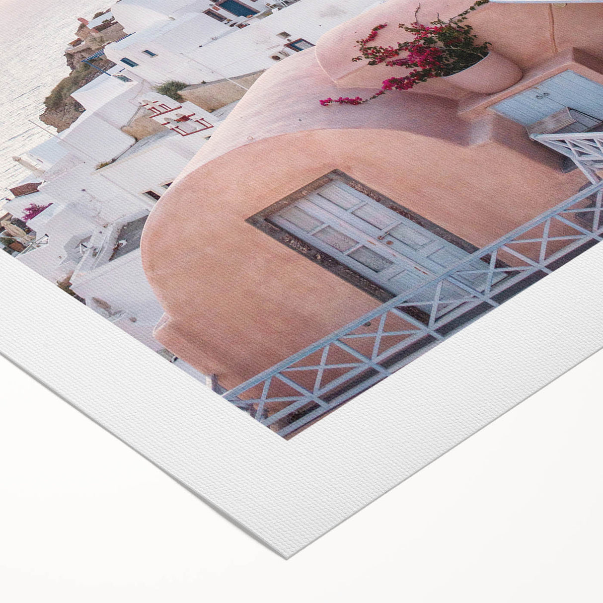 Art deco poster featuring geometric shapes in pastel shades on rolled canvas, suitable for dining room wall art.