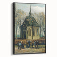 Black and white framed canvas featuring a vintage-style landscape painting, ideal for bedroom wall decor.