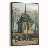 Black and white framed canvas featuring a vintage-style landscape painting, ideal for bedroom wall decor.