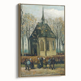 Vintage poster art of a landscape painting on a framed canvas, featuring muted earth tones, ideal for bedroom wall decor.