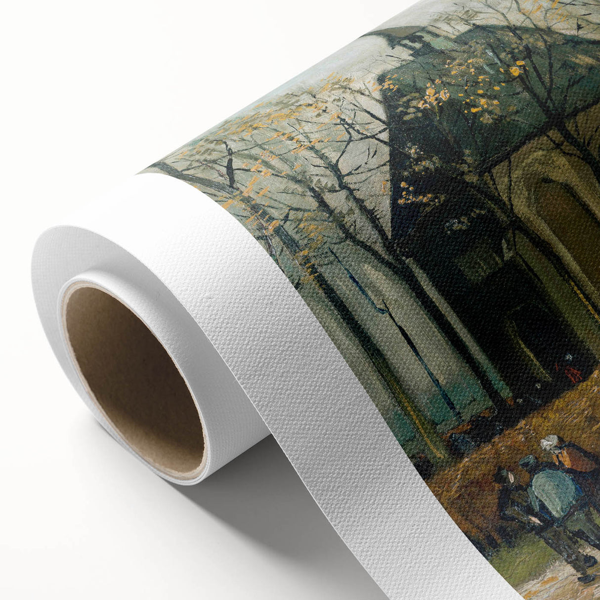 Art deco style poster of a starry night scene, in deep blue and yellow tones, printed on rolled canvas.
