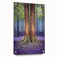 Abstract floral acrylic glass artwork featuring vibrant colors and intricate designs, displayed from a side view with pins for mounting, ideal for modern decor.