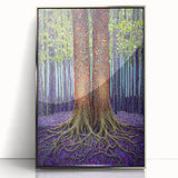 Framed acrylic artwork showcasing an abstract floral design in vibrant colors, set in a sleek silver frame, perfect for modern home decor and enhancing interior spaces.