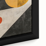 Close-up of a framed abstract minimalist wall art piece, showcasing soft pastel colors and organic shapes, perfect for modern home decor. The artwork adds a serene touch to living spaces, emphasizing contemporary design elements.