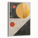 Abstract minimalist wall art in a sleek black frame, showcasing a soft white background with subtle textures and gentle lines, perfect for modern home decor.