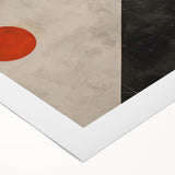 Abstract minimalist wall art design on rolled canvas showcases soft earth tones and geometric shapes, perfect for modern home decor. Packaged securely in a cardboard tube for delivery.