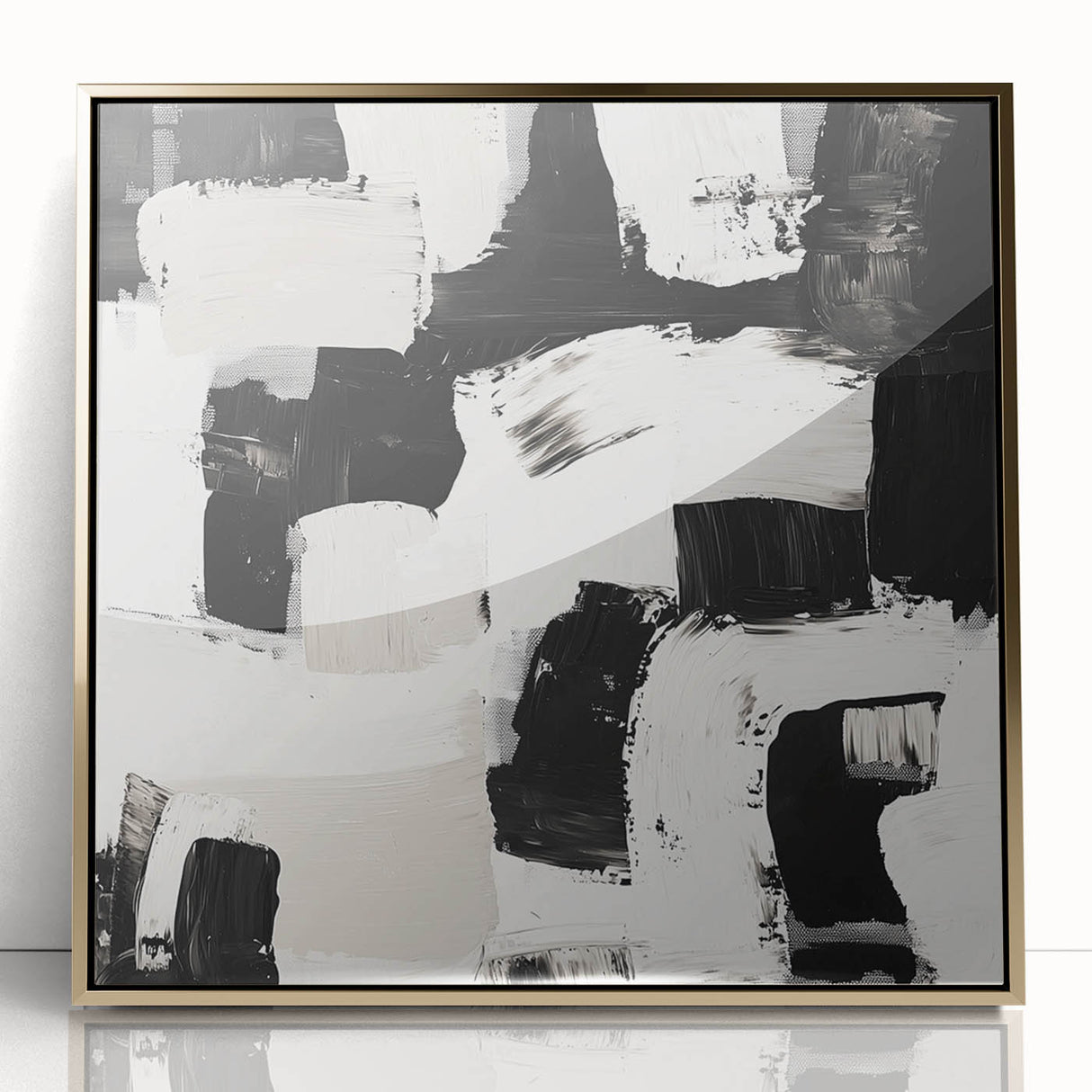 Geometric Abstract Wall Decor – Black and White Modern Canvas