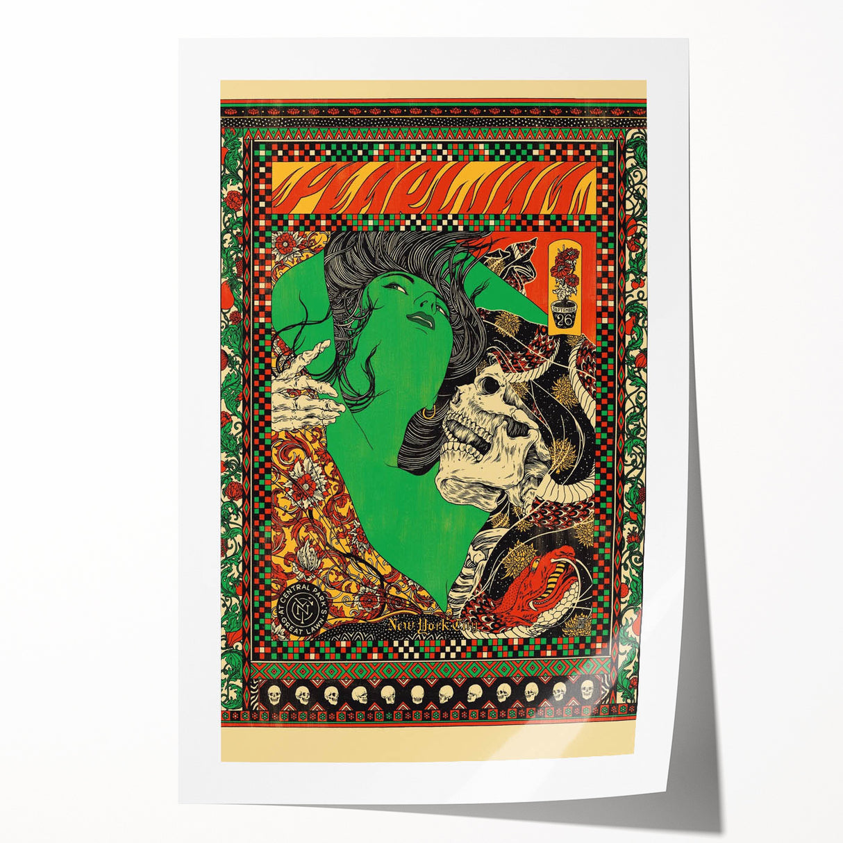 Pearl Jam Concert Poster - Retro Rock Art with Bold Illustrations