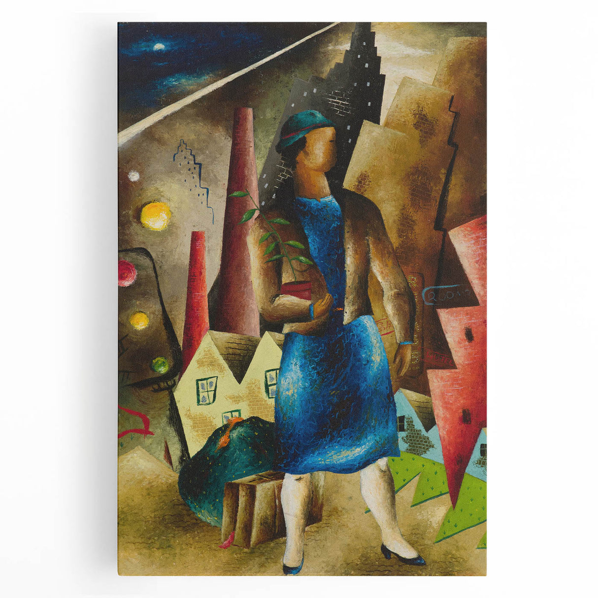 Realistic Wall Art: Abstract Urban Woman Scene Realism Canvas Print