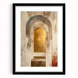 Custom Dining Room Wall Decor – Gold & Beige Arch Abstract