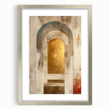 Custom Dining Room Wall Decor – Gold & Beige Arch Abstract