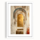 Custom Dining Room Wall Decor – Gold & Beige Arch Abstract
