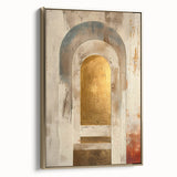 Custom Dining Room Wall Decor – Gold & Beige Arch Abstract