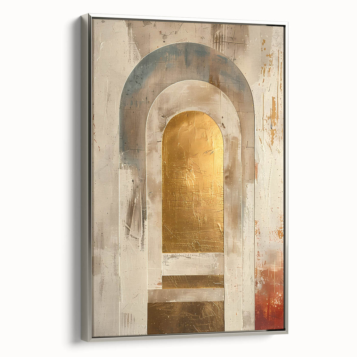 Custom Dining Room Wall Decor – Gold & Beige Arch Abstract