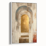 Custom Dining Room Wall Decor – Gold & Beige Arch Abstract