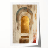 Custom Dining Room Wall Decor – Gold & Beige Arch Abstract