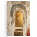 Custom Dining Room Wall Decor – Gold & Beige Arch Abstract