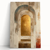 Custom Dining Room Wall Decor – Gold & Beige Arch Abstract