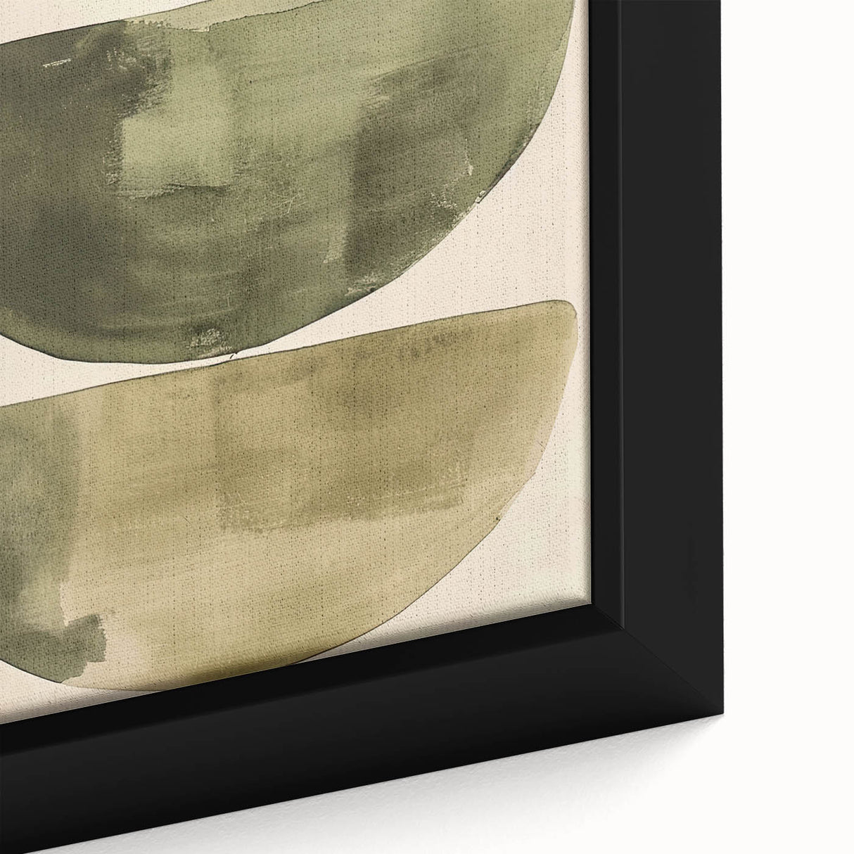 Abstract minimalist wall art showcasing geometric shapes in muted colors of beige, gray, and black, framed elegantly, perfect for modern home decor.