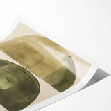 Abstract minimalist wall art print showcasing a blend of soft pastel colors and geometric shapes, rolled and ready for display in modern interiors.