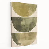 Abstract minimalist wall art on stretched canvas showcasing soft pastel colors and geometric shapes, ideal for modern home decor. Side view highlights texture and depth.