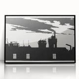 Industrial Silhouette Modern Art - Monochrome Cityscape Wall Decor