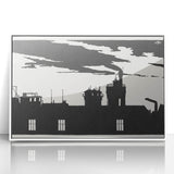 Industrial Silhouette Modern Art - Monochrome Cityscape Wall Decor