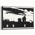 Industrial Silhouette Modern Art - Monochrome Cityscape Wall Decor