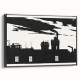 Industrial Silhouette Modern Art - Monochrome Cityscape Wall Decor