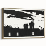 Industrial Silhouette Modern Art - Monochrome Cityscape Wall Decor
