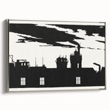 Industrial Silhouette Modern Art - Monochrome Cityscape Wall Decor
