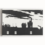 Industrial Silhouette Modern Art - Monochrome Cityscape Wall Decor