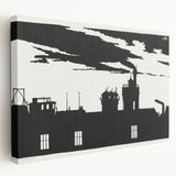 Industrial Silhouette Modern Art - Monochrome Cityscape Wall Decor