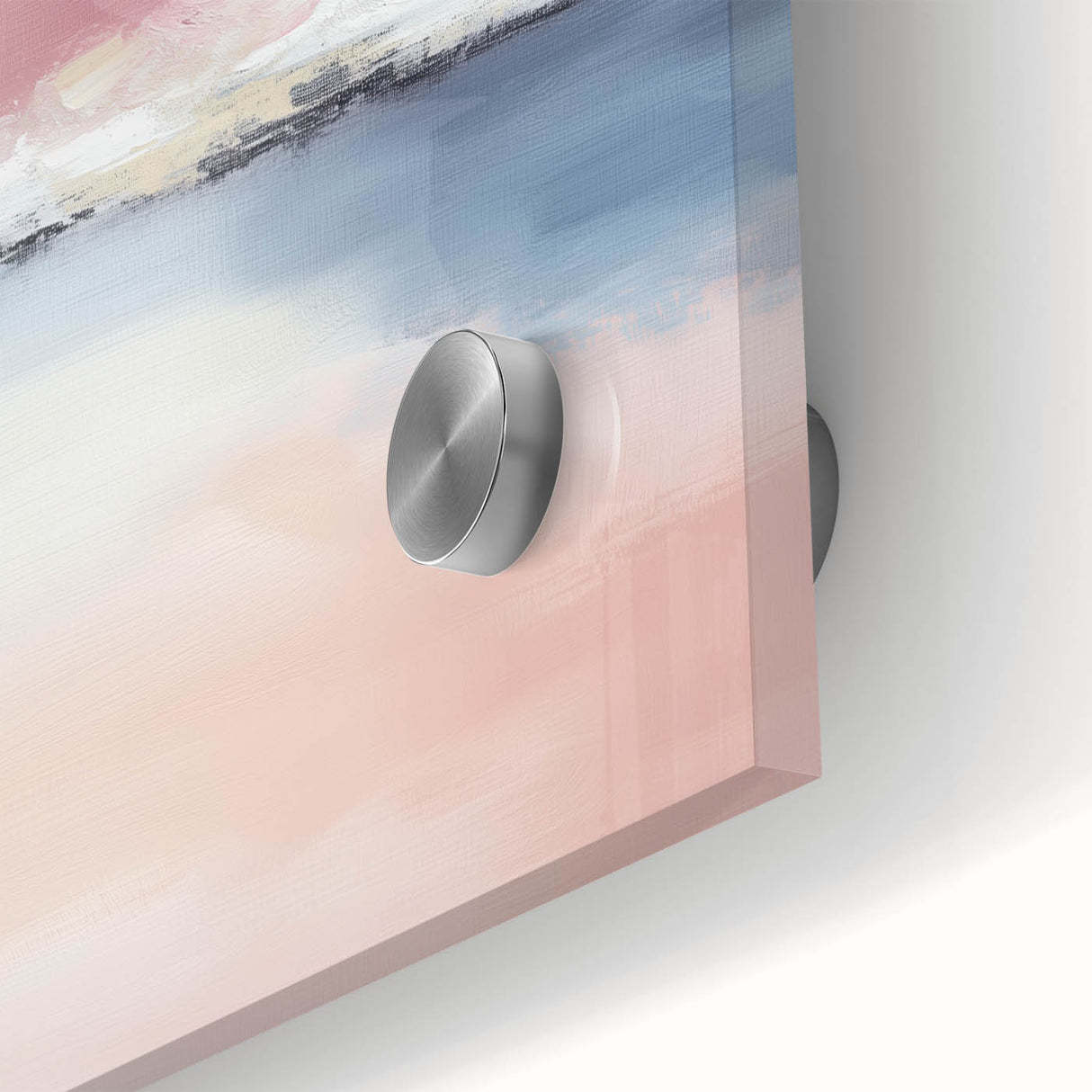 Large Abstract Wall Art – Soft Pink, White & Blue Minimalist Canvas