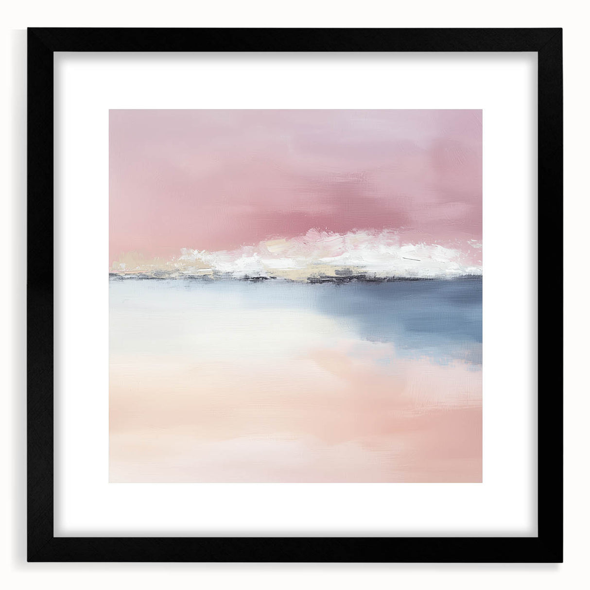Large Abstract Wall Art – Soft Pink, White & Blue Minimalist Canvas