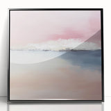 Large Abstract Wall Art – Soft Pink, White & Blue Minimalist Canvas
