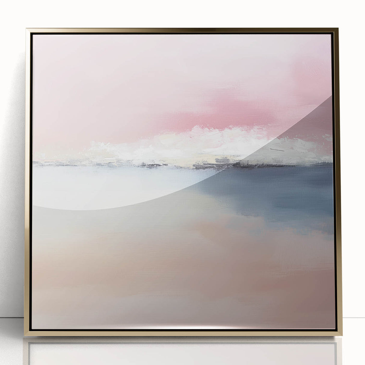 Large Abstract Wall Art – Soft Pink, White & Blue Minimalist Canvas