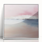 Large Abstract Wall Art – Soft Pink, White & Blue Minimalist Canvas