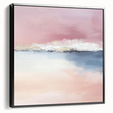 Large Abstract Wall Art – Soft Pink, White & Blue Minimalist Canvas