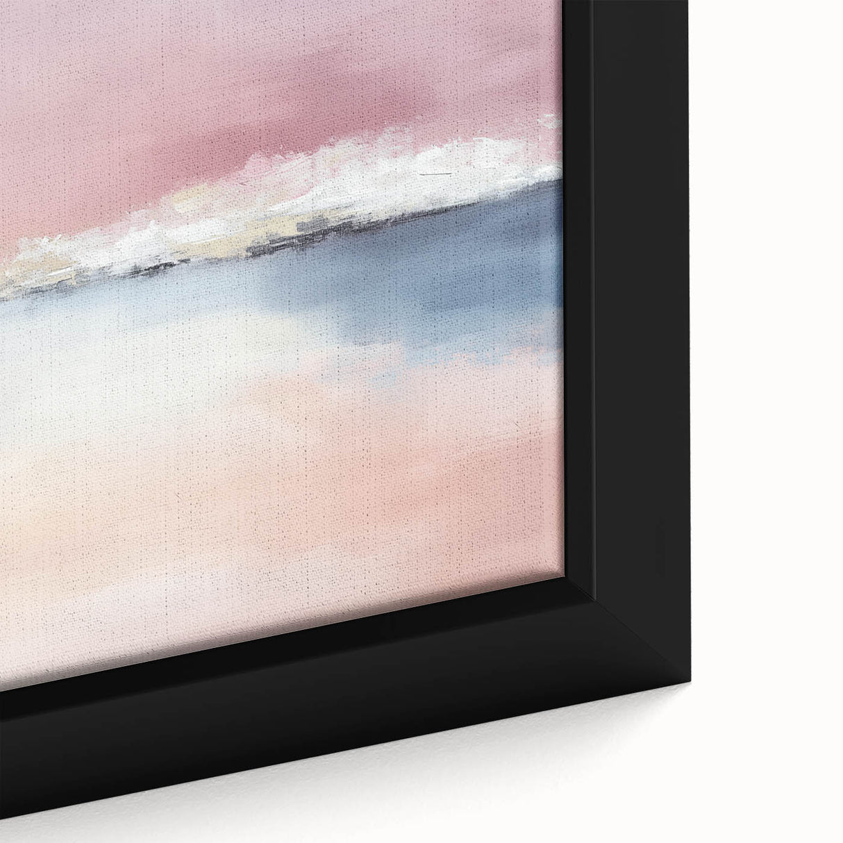 Large Abstract Wall Art – Soft Pink, White & Blue Minimalist Canvas